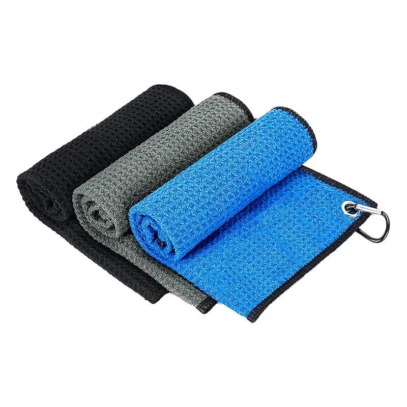 Waffle textured golf ball cleaning towel in assorted colours with 30x30cm and 30x40cm size options