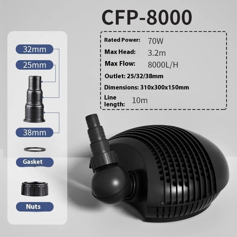 White horizontal CFP series large flow filter pump for garden ponds and turtle tanks.