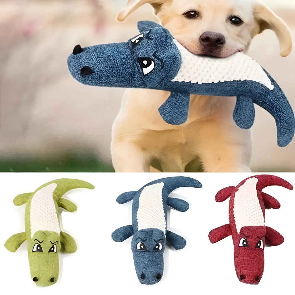 Pet plush toy with corn grid texture and biting sound feature in blue, green, or red colours for cats and dogs