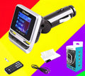 Silver Car Bluetooth MP3 player with monochrome screen and ABS plastic shell for vehicle use