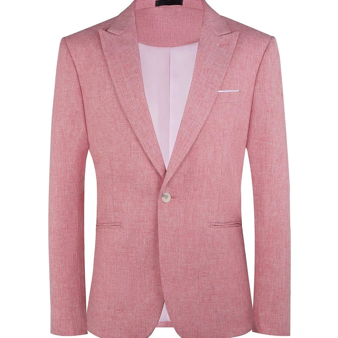 Men's western style casual suit jacket in pink and light blue options for spring and summer wear