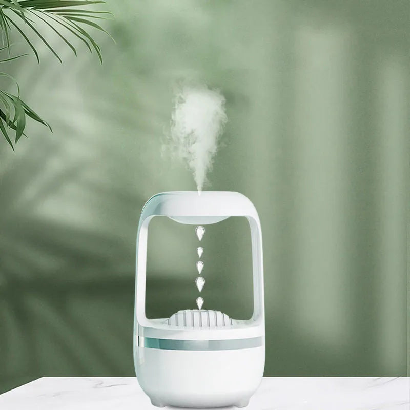 Anti gravity water drop humidifier with 500ml capacity and USB power in black or white colour