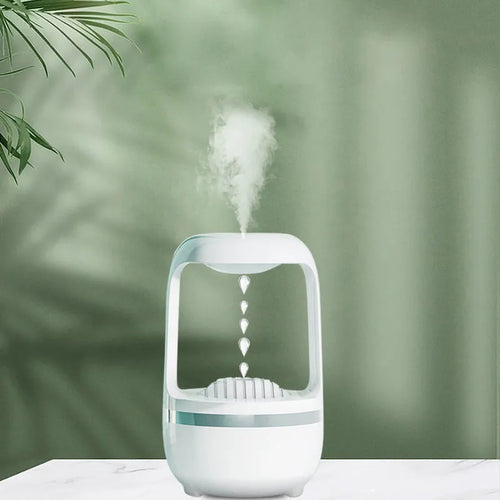Anti gravity water drop humidifier with 500ml capacity and USB power in black or white colour