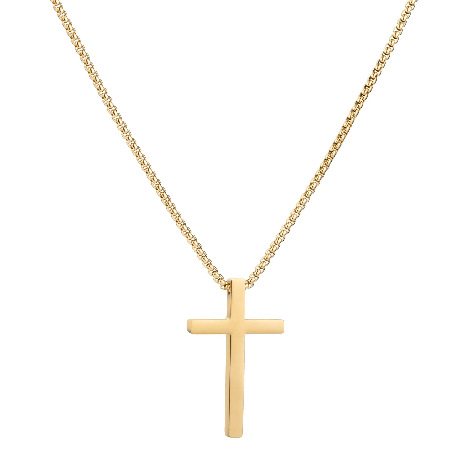 Simple box chain stainless steel necklace unisex alloy velvet band geometric shape gold electroplating finish