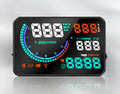 New i9 head up display with 5.5 inch aviation LED screen in black, showing speed and fuel data on a car dashboard