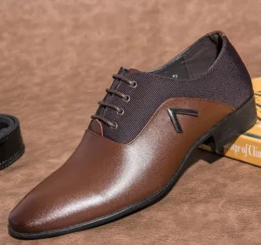 Men's black Oxford shoes made of artificial PU leather with a rubber sole and lace-up design.