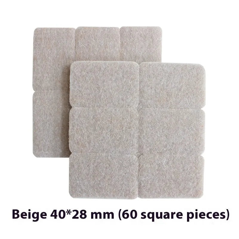 Beige plastic furniture leg stoppers in assorted square and round sizes for floor protection