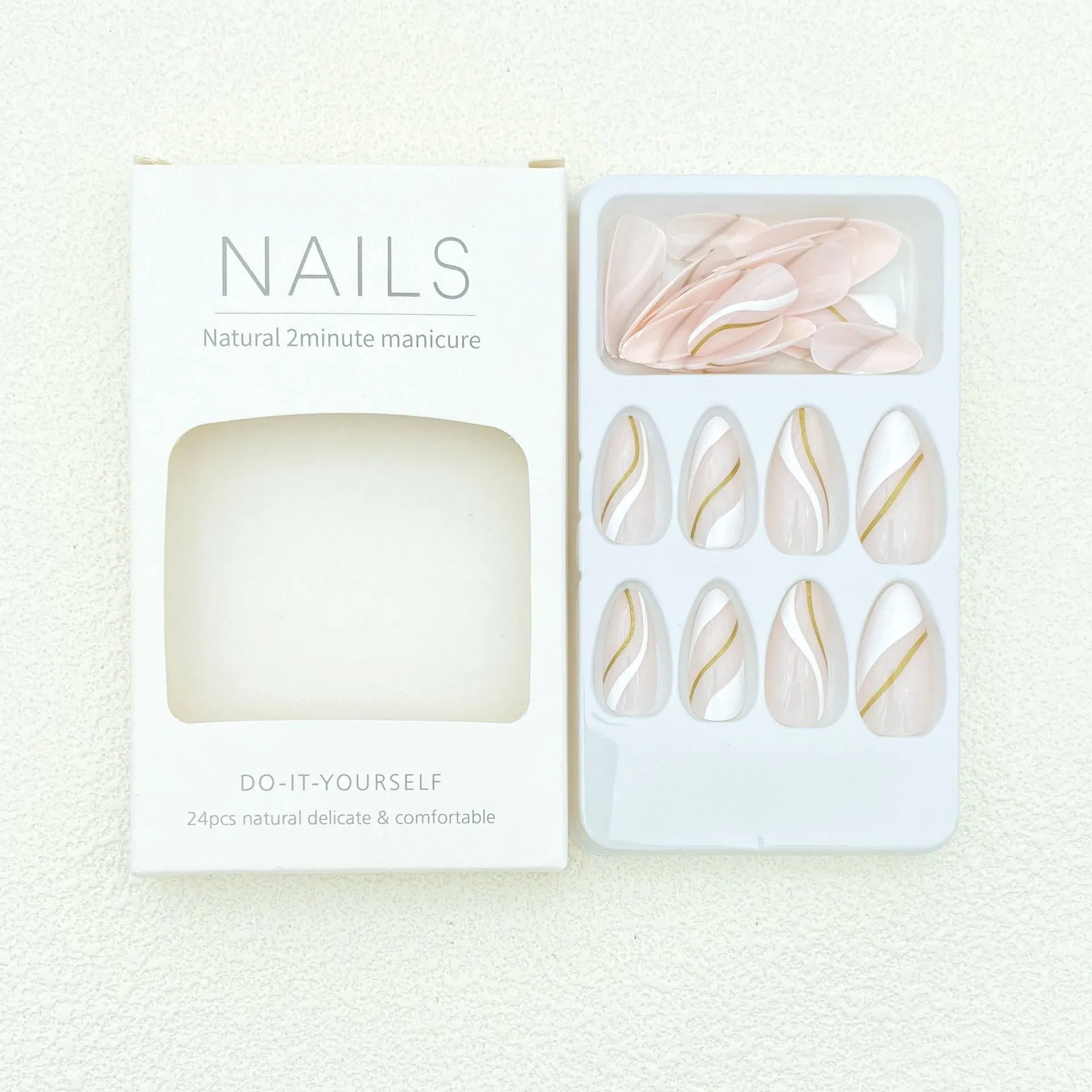 Wearable nail stickers with a red and black plaid pattern in a medium drop shape on a nail.
