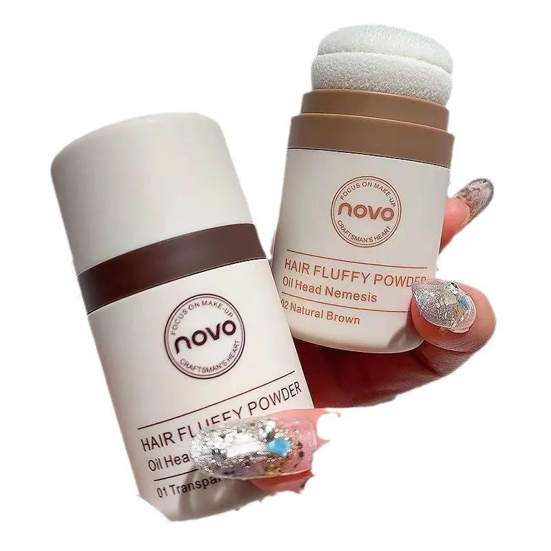 Mattifying hair and face powder for oil control on bangs, available in three shades