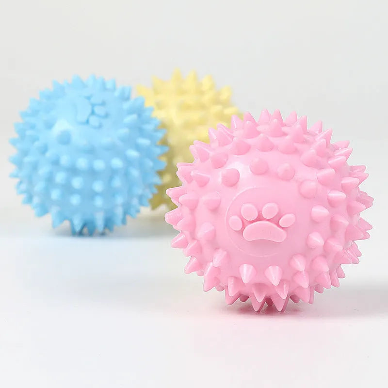 TPR rubber pet chewing ball with footprint texture for tooth cleaning, 6cm diameter