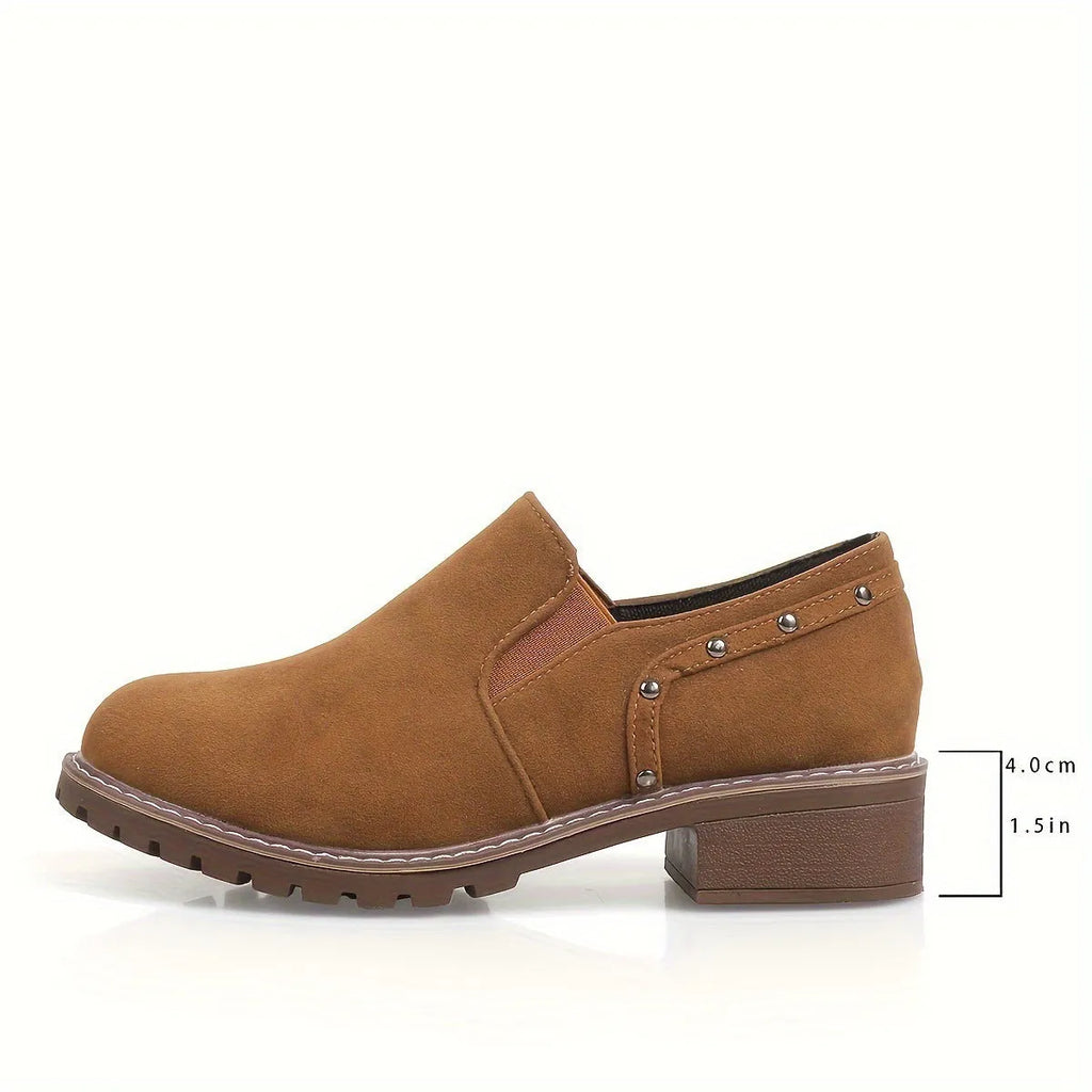 Light brown plus size suede ankle boots with elastic band and low rubber sole