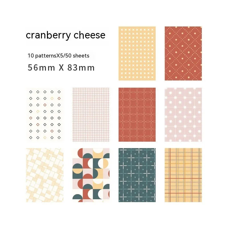 Retro collage material sweet light note paper in dessert colours measuring 56mm by 83mm