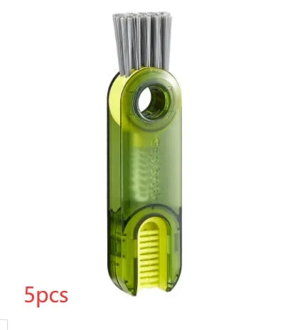 Transparent 3-in-1 multi-functional crevice cleaning brush with spiral head and bevel corner, 11.4 cm long