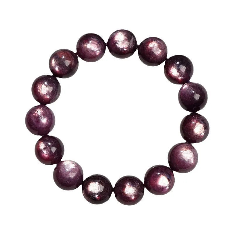 Natural purple lepidolite crystal bracelet with round polished beads in multiple size options