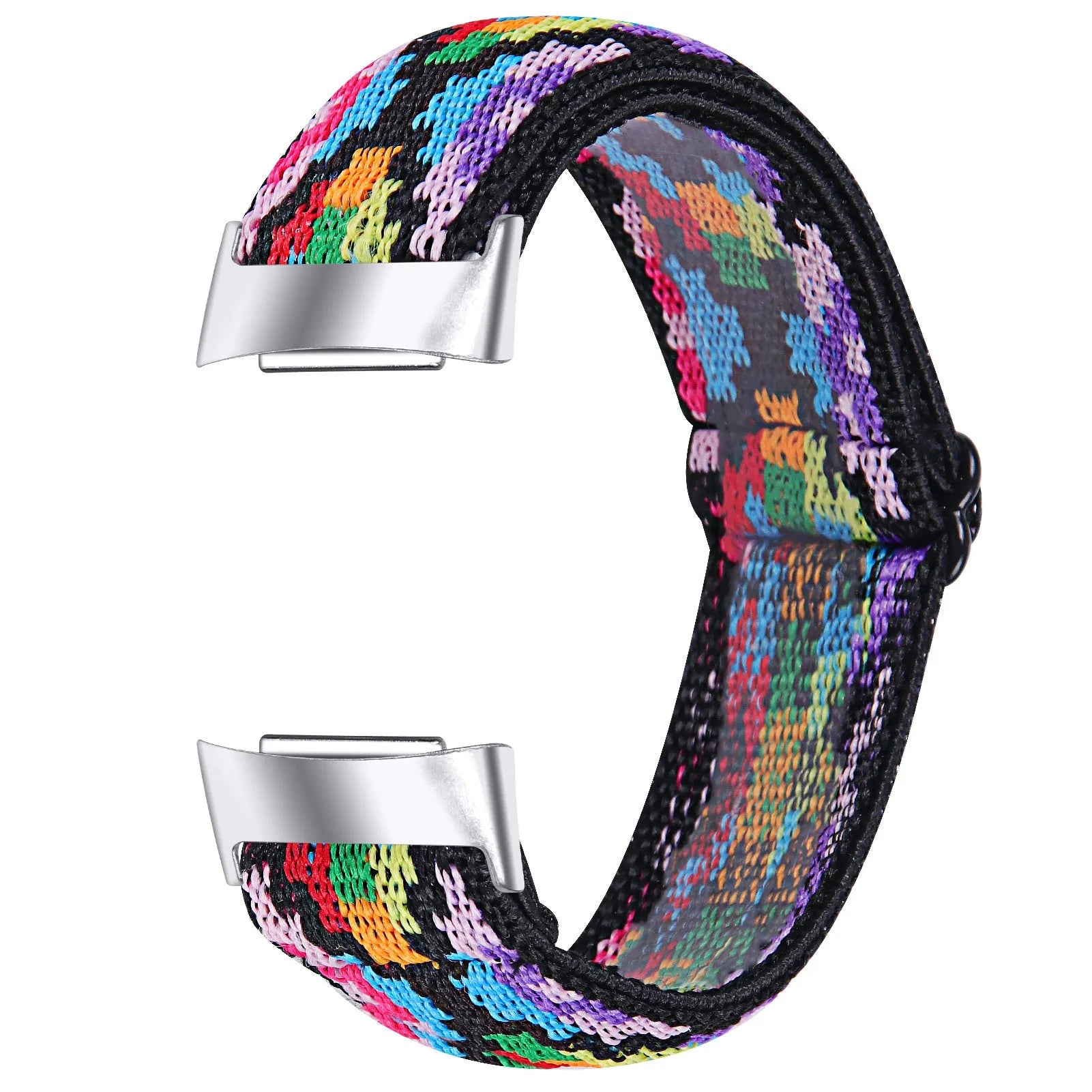 Printed elastic replacement strap for Fitbit Charge 6 watch in adjustable design with colourful patterns