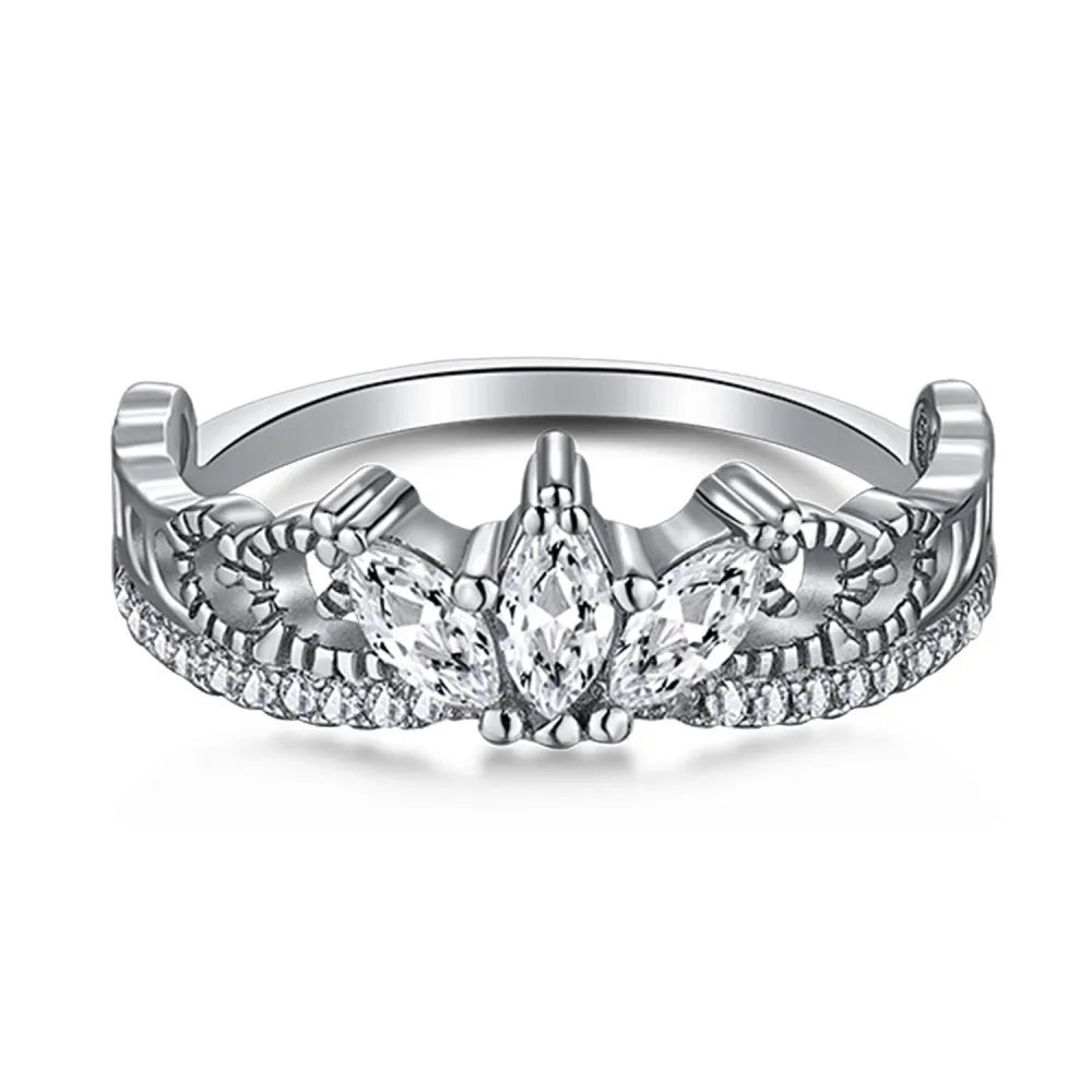 Sterling silver crown fashion OL women's ring with electroplated finish in size No 7