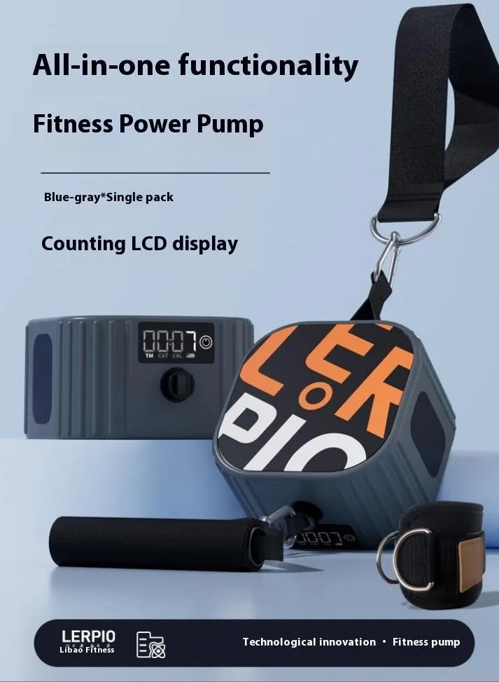 Intelligent fitness resistance tensioner with adjustable 2-20kg resistance in blue grey and orange grey colour options