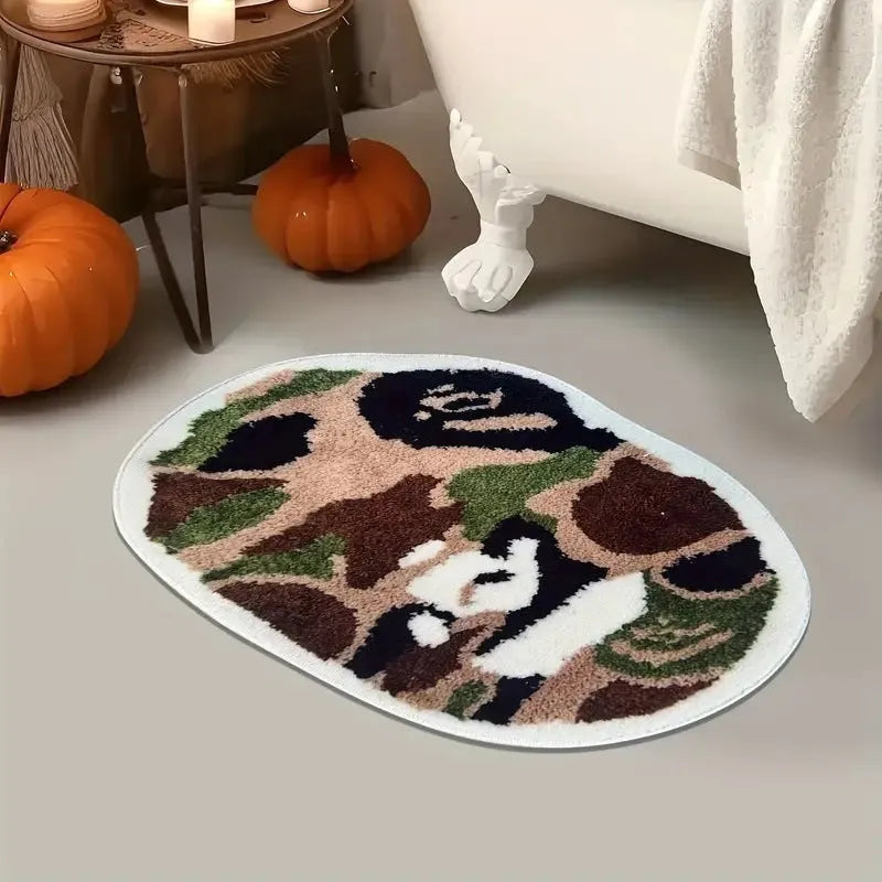 Non-slip absorbent polyester bathroom floor mat with cartoon cat design, 40x60cm