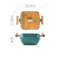 Modern irregular-shaped porcelain ceramic serving bowl with matching lid