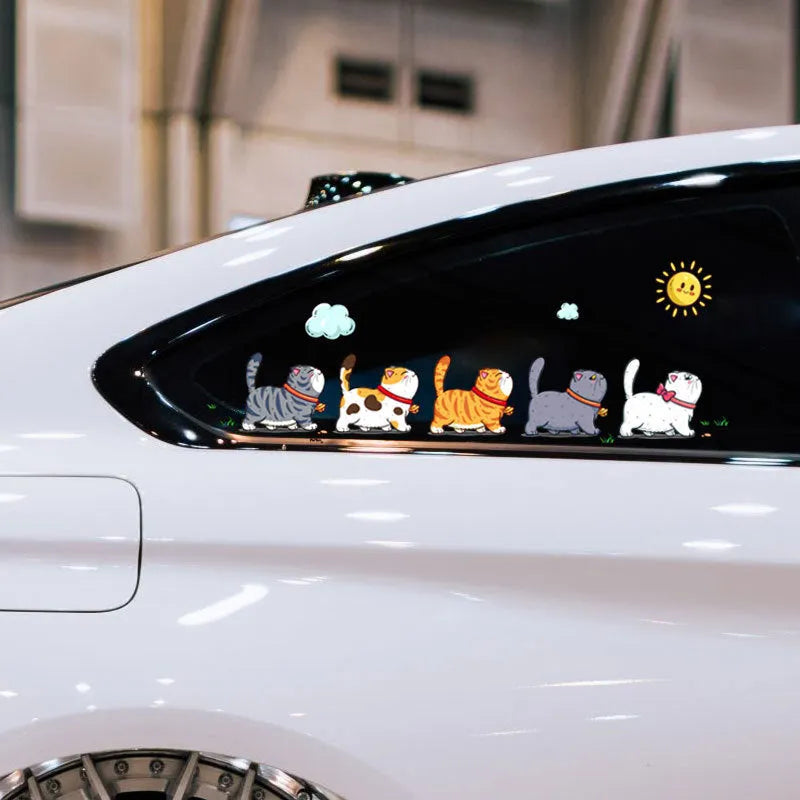 Climbing cats car sticker with five cats design on PVC material for vehicle decoration