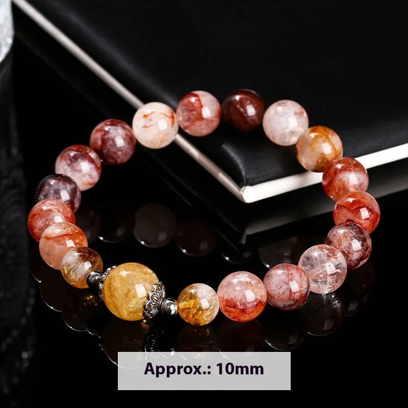 3A natural red sealant flower citrine crystal bracelet 10mm round beads handmade women