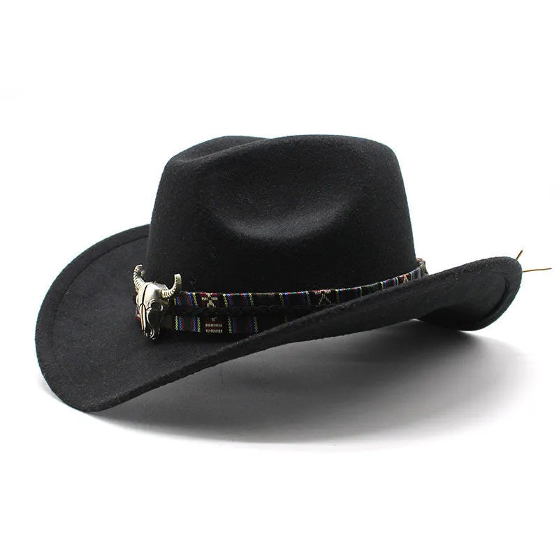 Western cowboy hat with bell crown in polyester fabric, shown in multiple colour options