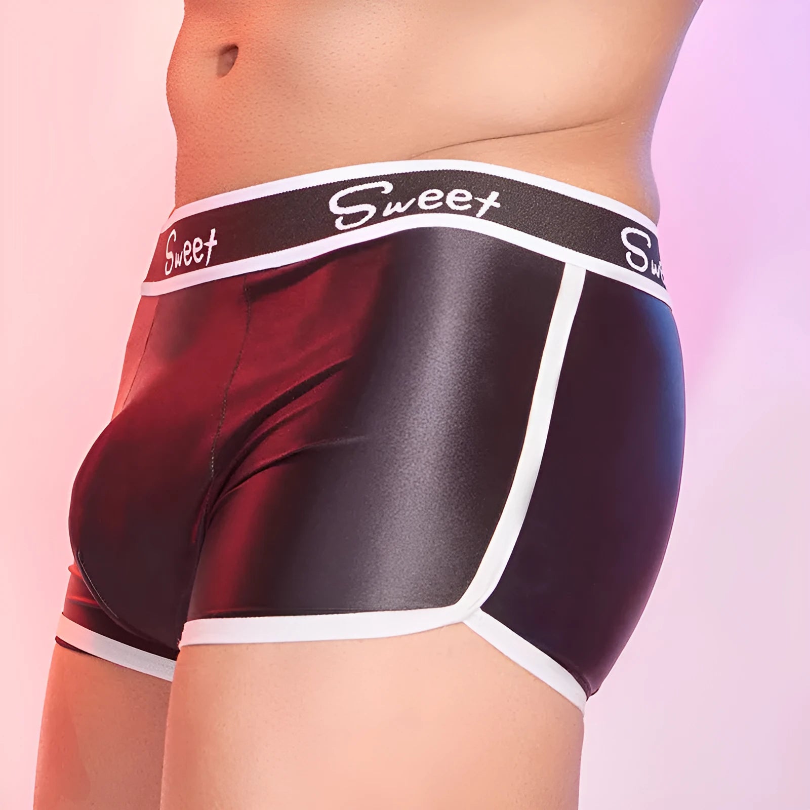 Men's shiny silky nylon boxers in black, white and sapphire blue colours with free size fit
