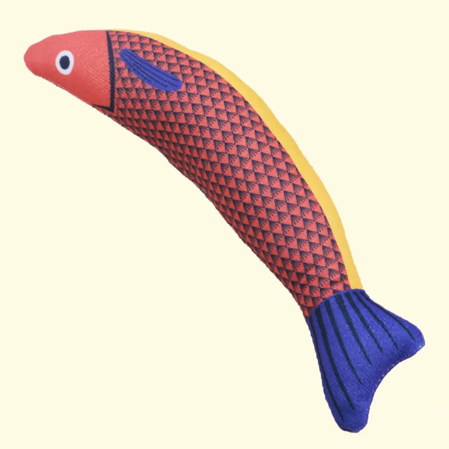 Green orange yellow catnip fish kicker toy measuring 24cm with soft plush material for indoor cat exercise
