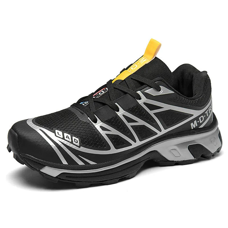 Low-top hiking shoes with artificial leather upper, mesh lining, and rubber sole in multiple colour options