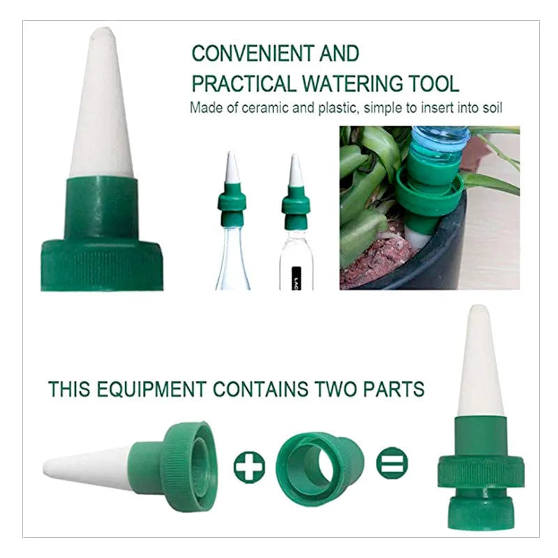 Green ceramic automatic plant watering dripper device for garden irrigation