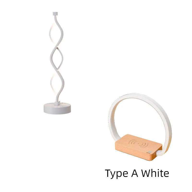 Wave type LED desk lamp in gold with three-color temperature and stepless dimming, plug-in design