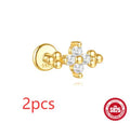 S925 sterling silver geometric moon and star earrings with diamond accents in gold-plated finish