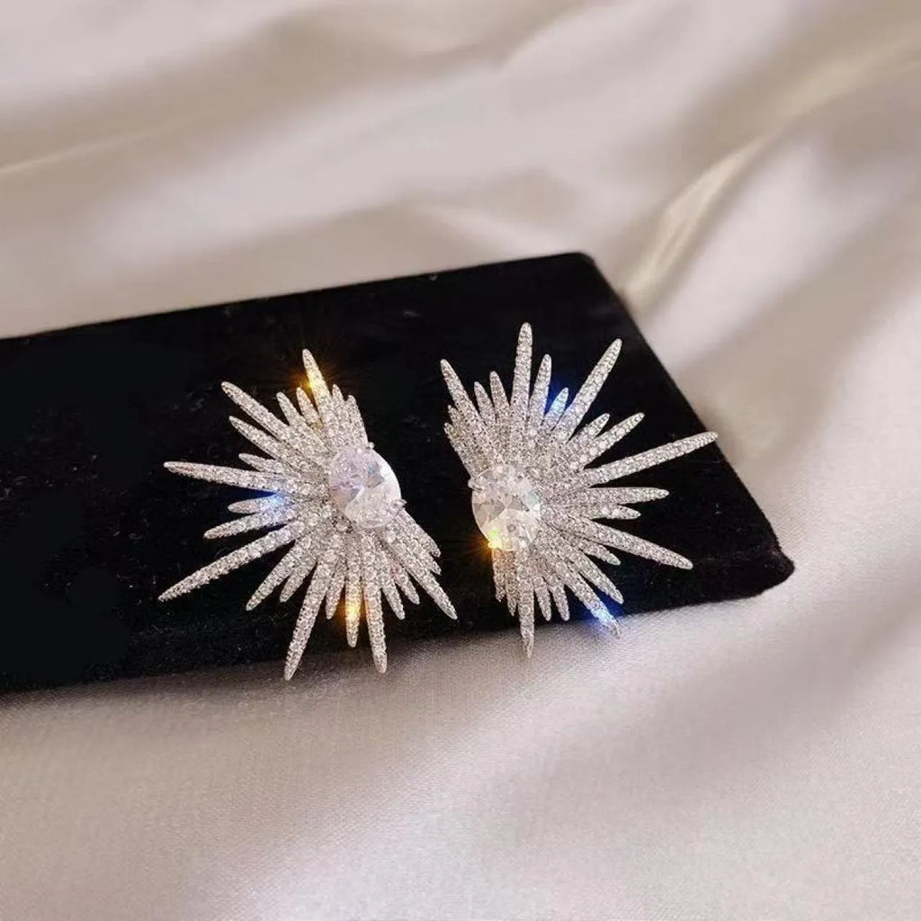 Full Diamond Eight-pointed Stars ear studs in rhinestone XINGX colour with electroplated finish, geometric shape stud earrings for women