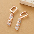 Rectangle hollow stud earrings with two-tone electroplated finish geometric design