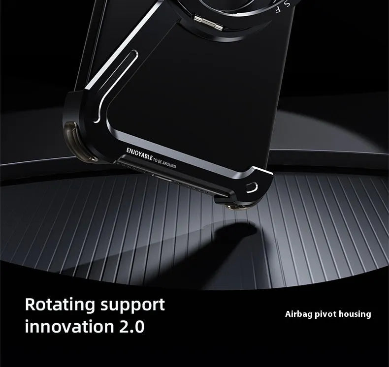 Black metal frame phone case with magnetic bracket for Apple iPhone 17 Pro Max, electroplated finish