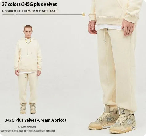 Men's cotton velvet sweatpants with ankle band design in multiple colour options