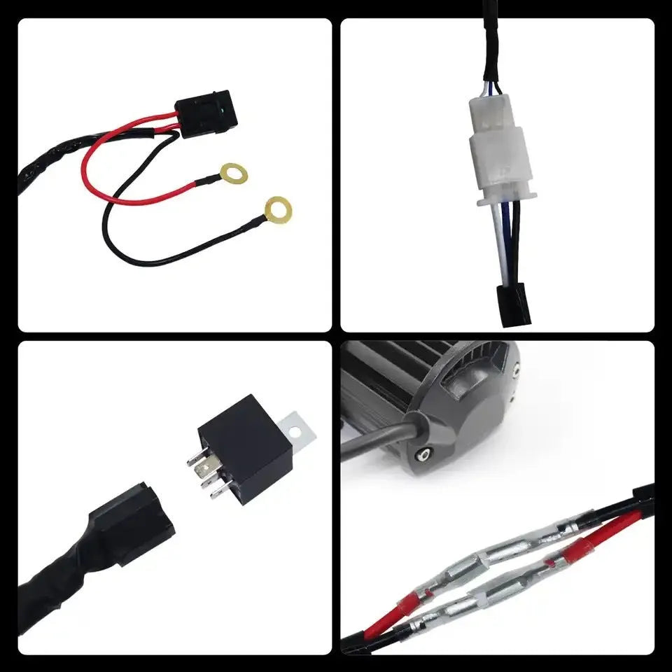 LED work light wiring harness with 2 metre silicone cable and double-headed reverse connectors
