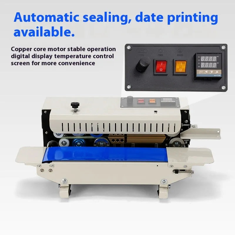 Mini manual sealing machine with steel date stamp for packaging bags and pouches