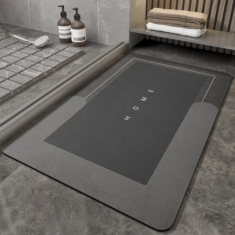 Machine-woven blended bathroom foot mat in Lake Baikal blue oval shape, 50x80cm size