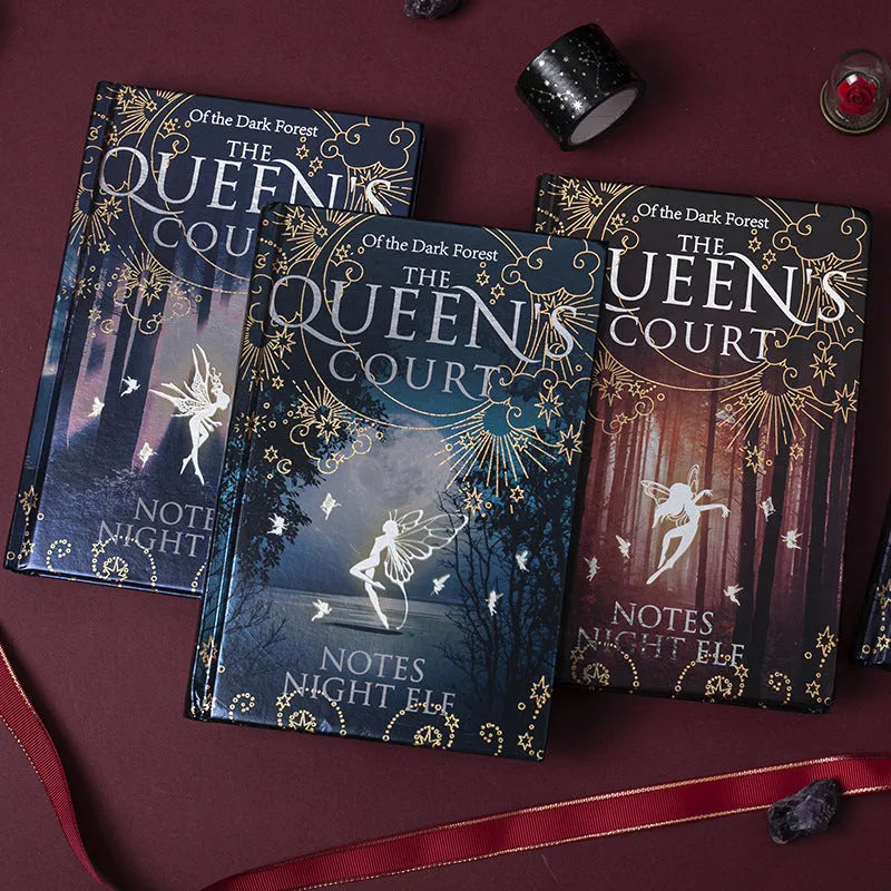 A5 luminous hardcover notebook with night elves design and full-colour illustrated pages