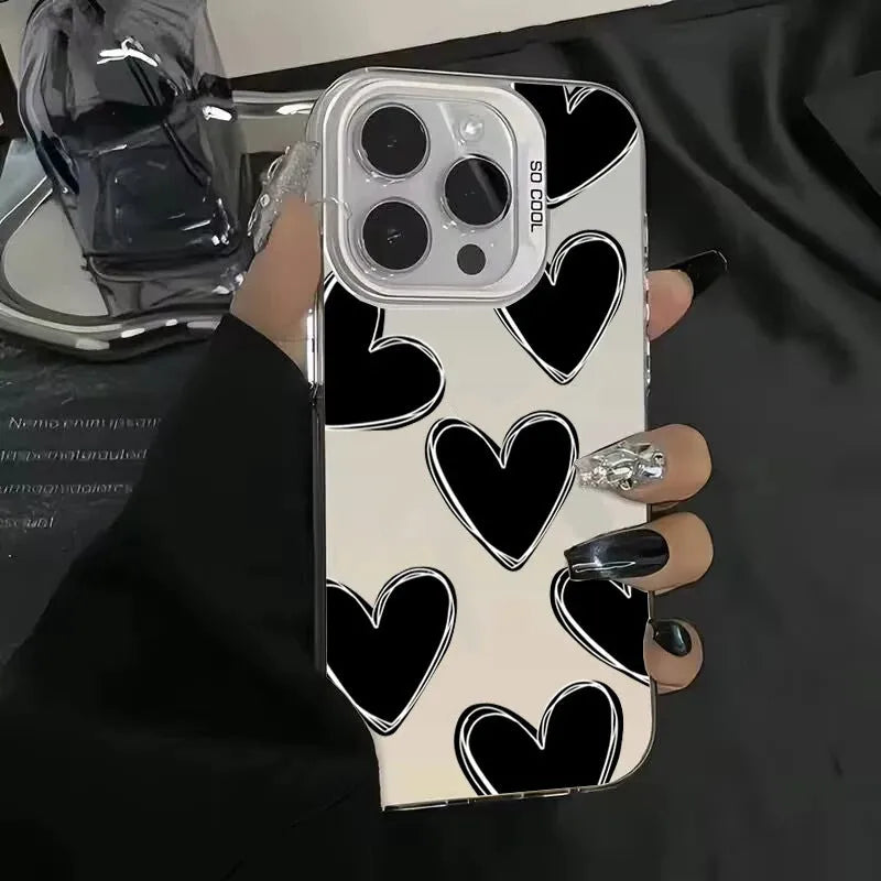 Heart mobile phone shell PC laser anti-wear anti-fall case for Apple iPhone in gray white green purple
