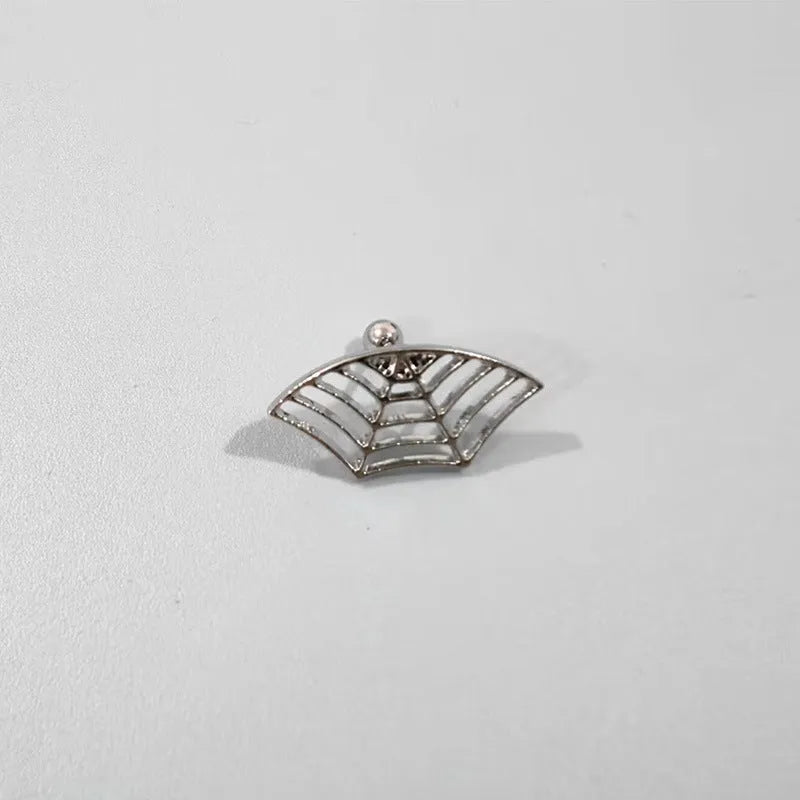 Gold and silver spider web geometric stud earrings with mesh design for Halloween