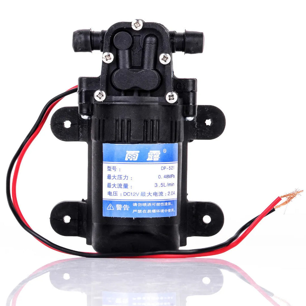 12V DC electric water pump motor with engineering plastic housing and pure copper motor, backflow colour option, 12.5 cm size