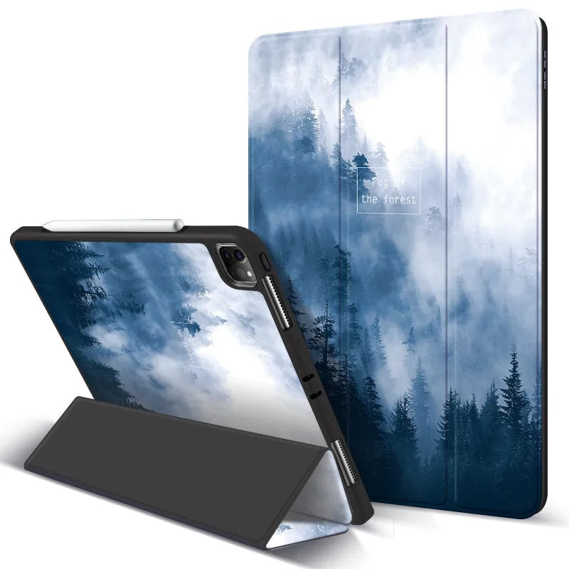 iPad Pro anti-drop protective case with magnetic pen slot and adjustable stand in simple style