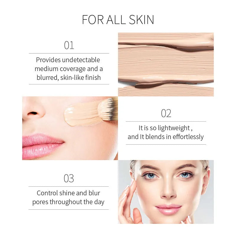 Waterproof long-lasting liquid foundation concealer for face and body in multiple shades