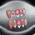 French style three-dimensional lily fluid ice flower nail art stickers in almond shaped plastic armour