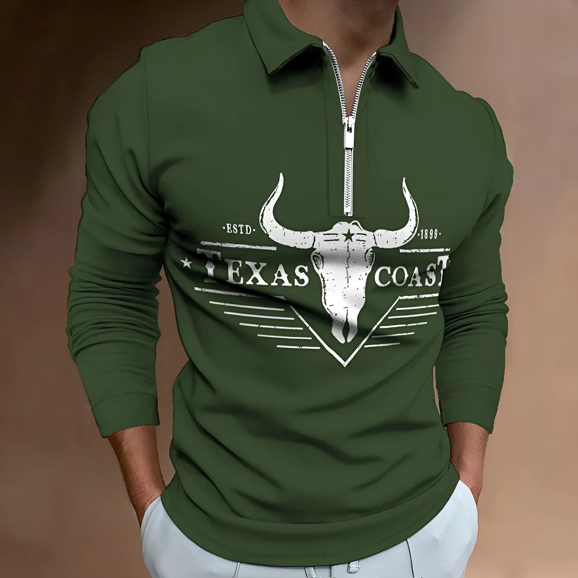 Men's 3D digital print zipper casual top in cotton blend with multiple colour options and sizes from S to 5XL
