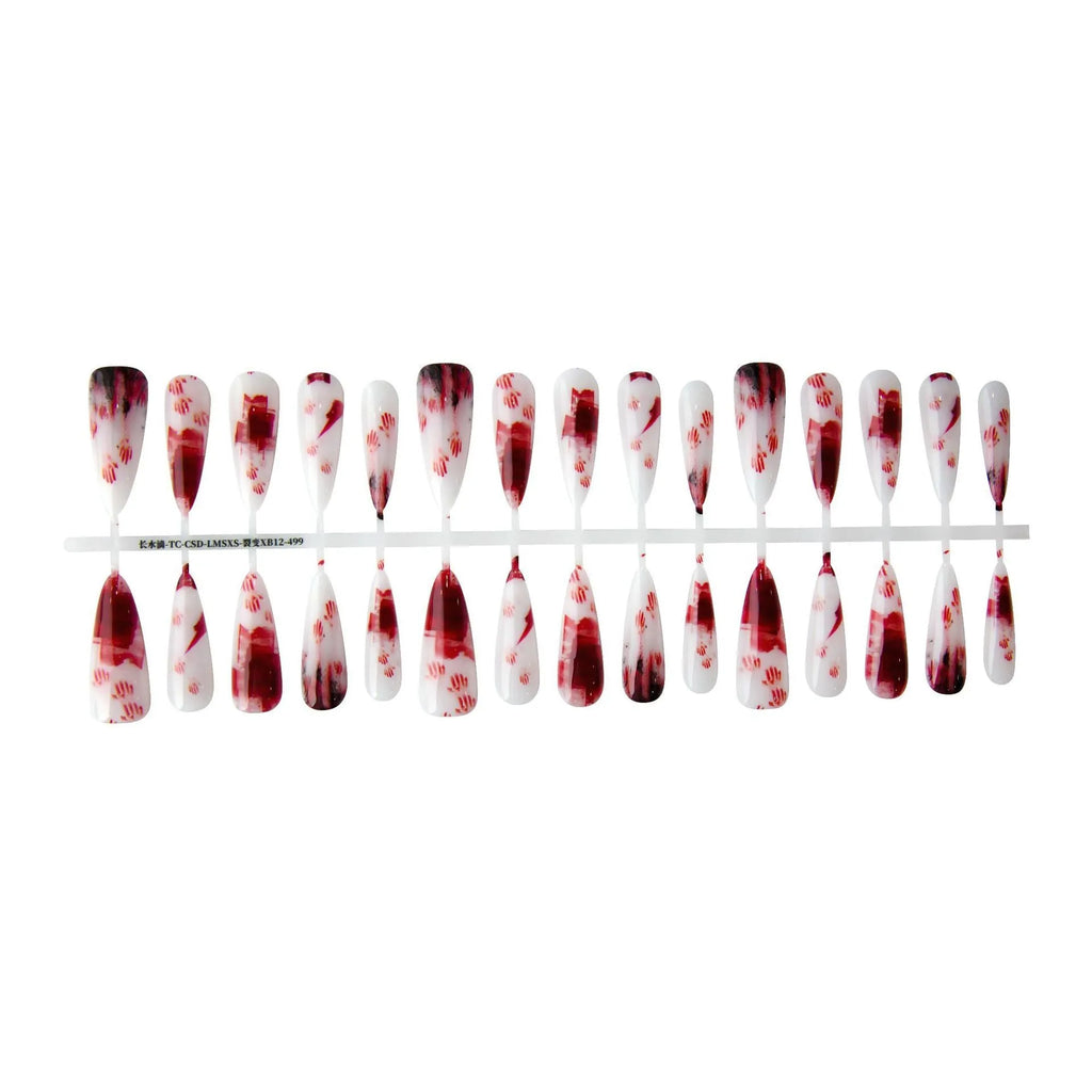 40-piece fission colour glossy long water drop nail stickers in retro ultra-thin seamless style