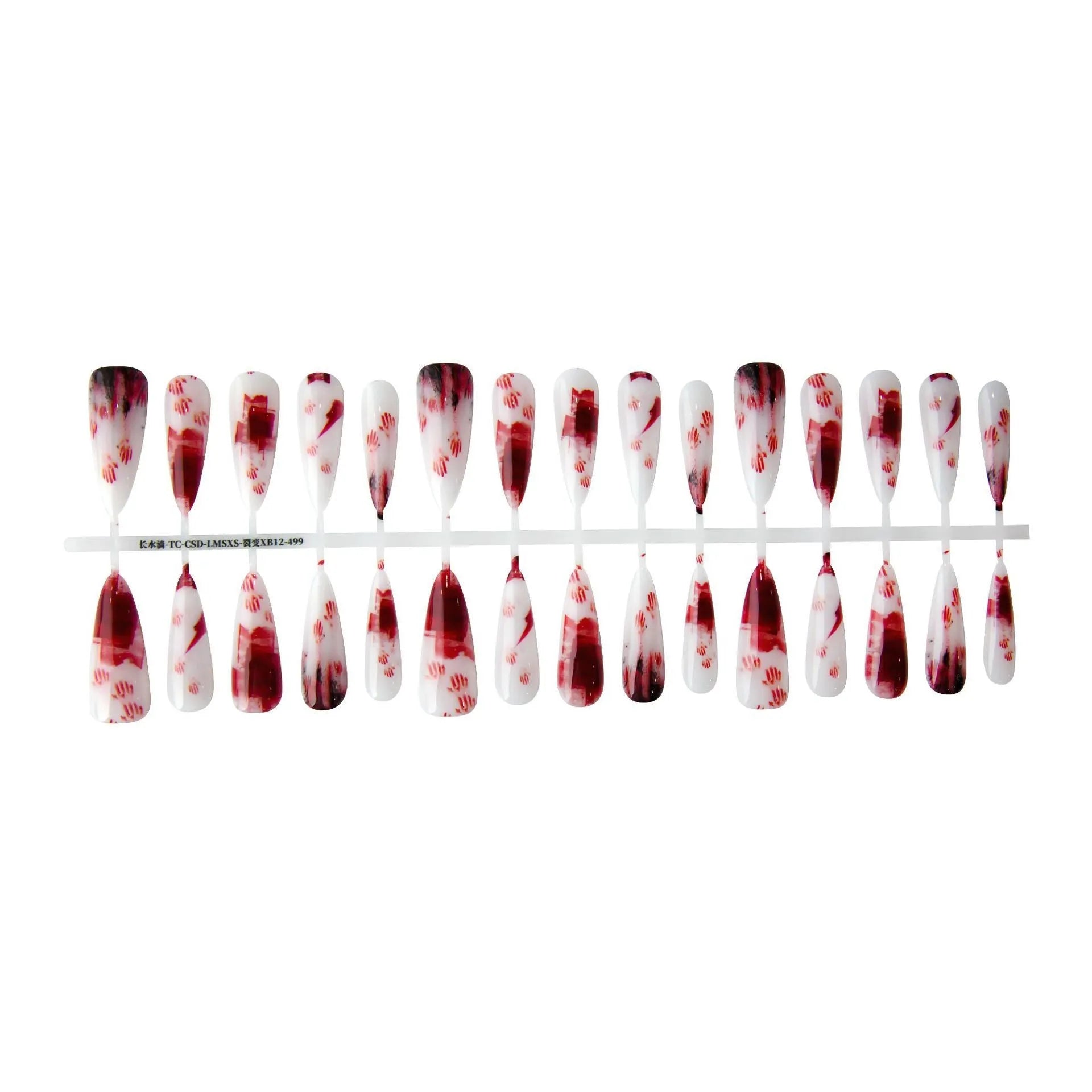 40-piece fission colour glossy long water drop nail stickers in retro ultra-thin seamless style