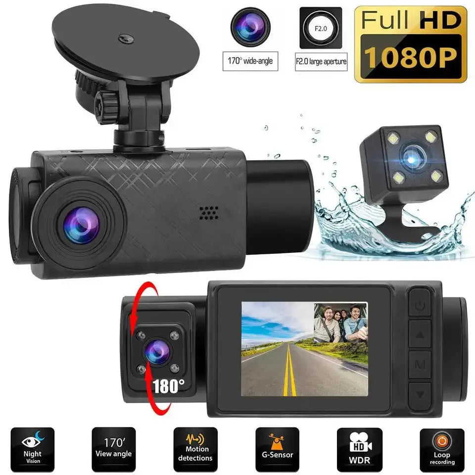2 inch screen 1080P dashcam black plastic car recorder with 170 degree wide angle lens